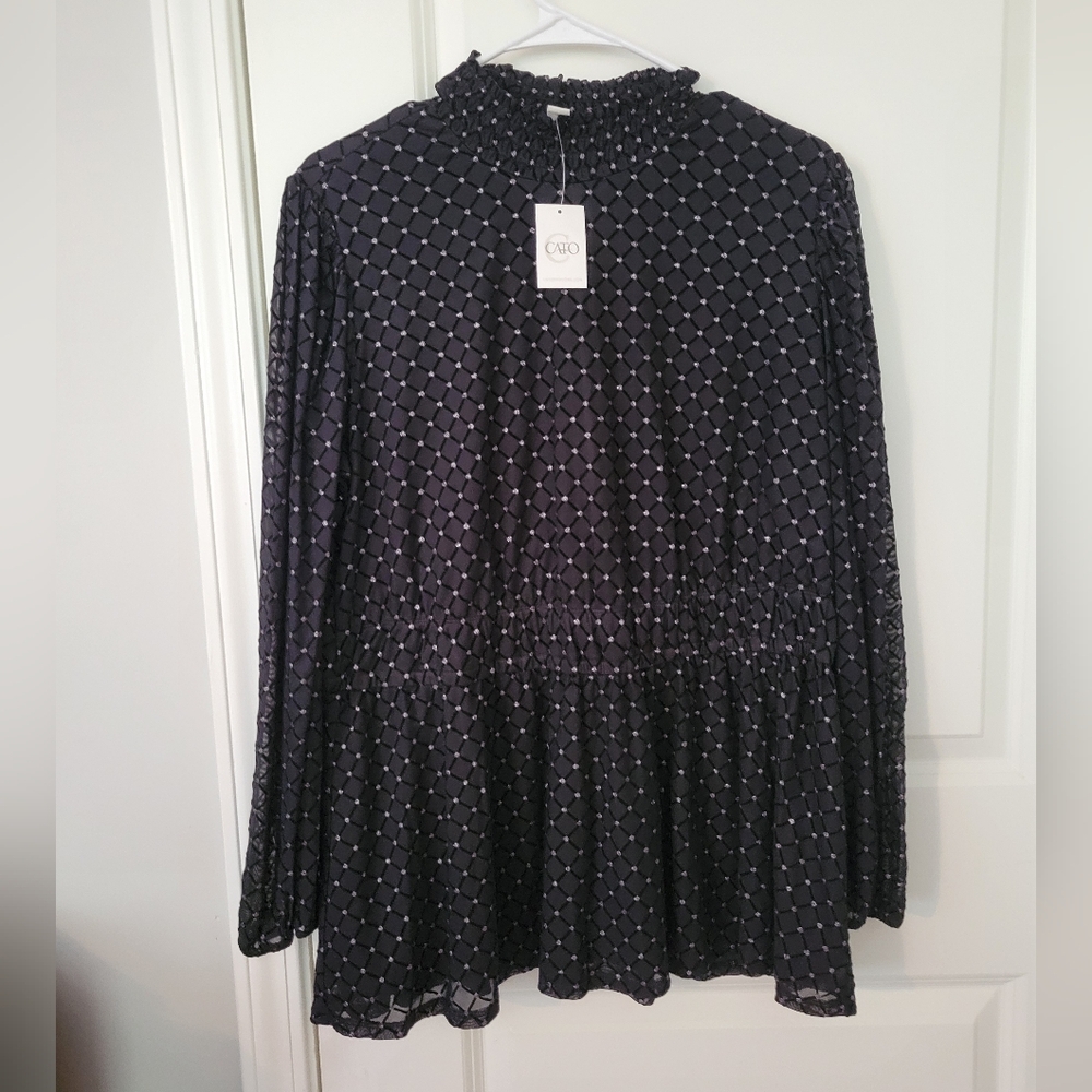 Cato Black and White Diamond Blouse